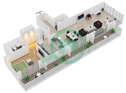 المخططات الطابقية لتصميم التصميم 8 FLOOR 21 شقة 1 غرفة نوم - بوليفارد سنترال 2