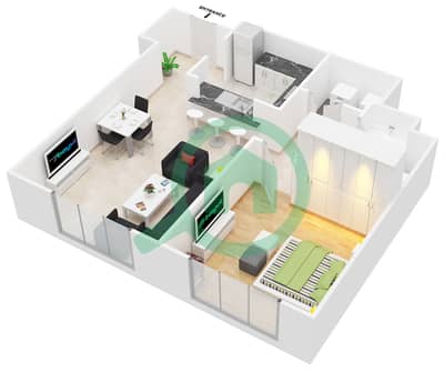 大道中央2号大厦 - 1 卧室公寓套房4 FLOOR 19-20戶型图