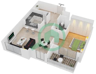 Claren Tower 1 - 1 Bedroom Apartment Suite 6 FLOOR 4-16 Floor plan