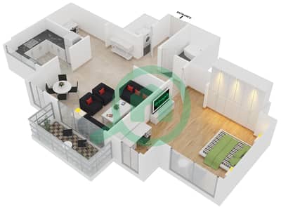 المخططات الطابقية لتصميم التصميم 2 FLOOR 18-19 شقة 1 غرفة نوم - أبراج كلارين 1