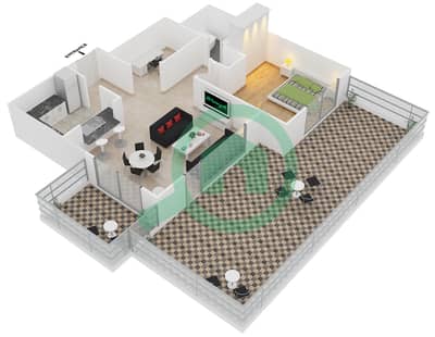 المخططات الطابقية لتصميم التصميم 1 FLOOR 2 شقة 1 غرفة نوم - أبراج كلارين 1