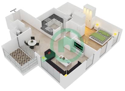 Standpoint Tower 2 - 1 Bedroom Apartment Suite 2 FLOOR 1-4 Floor plan
