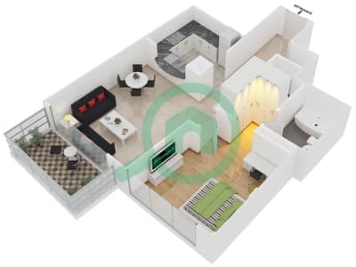 Standpoint Tower 2 - 1 Bedroom Apartment Suite 1 FLOOR 1-15 Floor plan