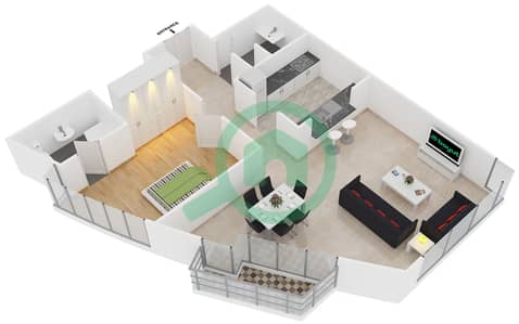 المخططات الطابقية لتصميم التصميم 5 FLOOR 2-29 شقة 1 غرفة نوم - ذا لوفتس إيست