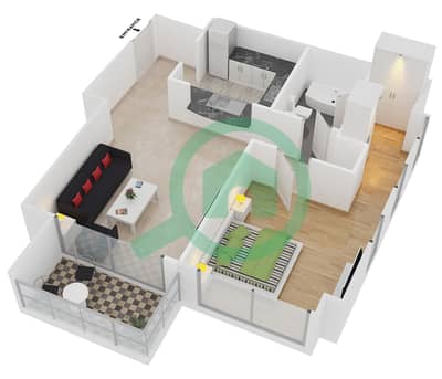 Standpoint Tower 1 - 1 Bedroom Apartment Suite 12 FLOOR 1-4 Floor plan