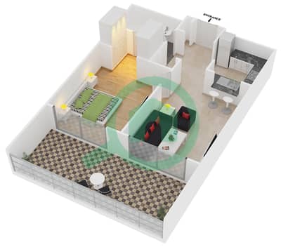 驻足1号大厦 - 1 卧室公寓套房8 FLOOR 5戶型图