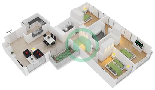 Standpoint Tower 1 - 3 Bedroom Apartment Suite 3 FLOOR 25 Floor plan