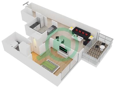 المخططات الطابقية لتصميم التصميم 2 FLOOR 2-4 شقة 1 غرفة نوم - برج ستاند بوينت 1