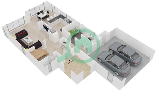 المخططات الطابقية لتصميم النموذج 1 فیلا 3 غرف نوم - سمارة