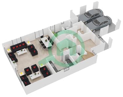 المخططات الطابقية لتصميم النموذج 2 فیلا 3 غرف نوم - بالما