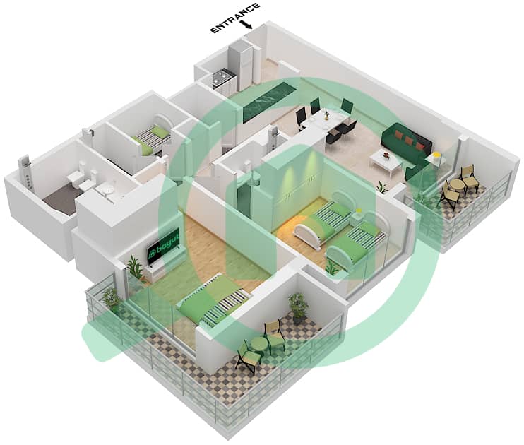Avenue Residence 6 - 2 Bedroom Apartment Unit 10 FLOOR 2,4,6,8 Floor plan Unit 10 Floor 2,4,6,8 interactive3D