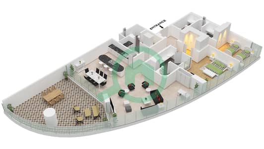 Jumeirah Living Business Bay - 2 Bedroom Apartment Type/unit C / UNIT 3 FLOOR 6-10 Floor plan