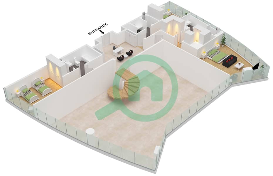 Jumeirah Living Business Bay - 8 Bedroom Townhouse Type/unit DUPLEX / UNIT 2 FLOOR 31 Floor plan Type Duplex Unit 2 Floor 32,34 interactive3D