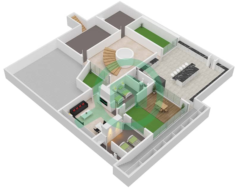 المخططات الطابقية لتصميم النموذج A فیلا 6 غرف نوم - جزيرة زها Type A Basement Floor interactive3D