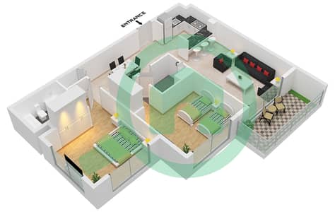 迈梦花园 - 2 卧室公寓类型1戶型图