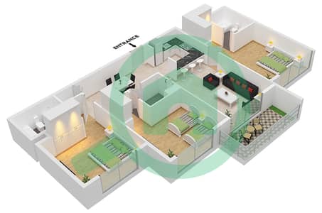 迈梦花园 - 3 卧室公寓类型1A戶型图
