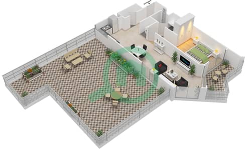 米索尼城市绿洲大厦 - 1 卧室公寓单位4,5 / FLOOR 15戶型图