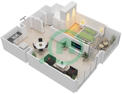 Харбор Гейт - Апартамент 1 Спальня планировка Единица измерения 7 FLOOR 1-14