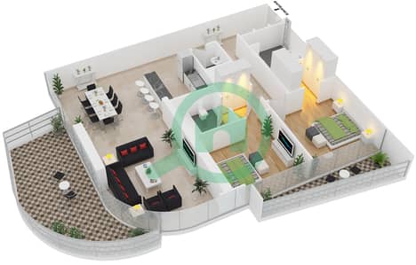 RP Heights - 2 Bed Apartments Unit 3 Floor 25-42 Floor plan