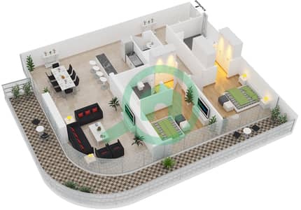 RP Heights - 2 Bed Apartments Unit 3 Floor 43 Floor plan
