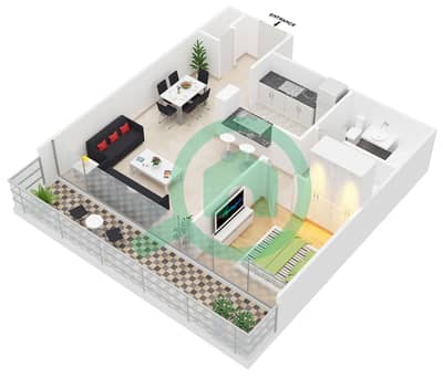 Al Majara 5 - 1 Bedroom Apartment Unit 4 FLOOR 1 Floor plan
