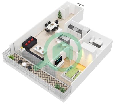 Al Majara 5 - 1 Bedroom Apartment Unit 4 FLOOR 2-6 Floor plan