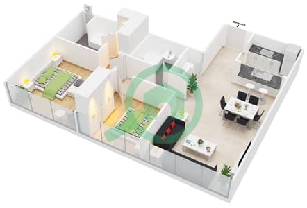 Al Majara 5 - 2 Bed Apartments Unit 3 Ground Floor Floor plan