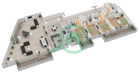 蔚蓝海岸公寓 - 4 卧室公寓类型4C戶型图