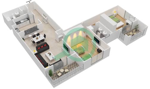Ansam 1 - 2 Bed Apartments Type F-Ansam 4 Floor plan