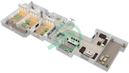أنسام 1 - 3 غرفة شقق نوع F-Ansam 4 مخطط الطابق