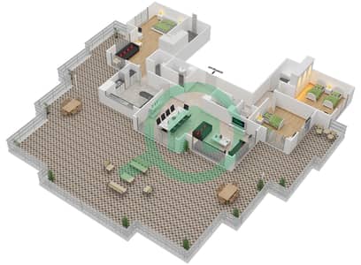 أنسام 1 - 3 غرفة شقق نوع D-Ansam 4 مخطط الطابق