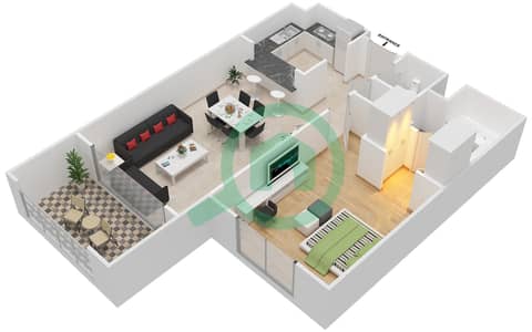 Ansam 1 - 1 Bed Apartments Type A-Ansam 4 Floor plan