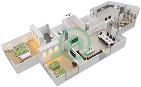 Ansam 1 - 2 Bed Apartments Type C-Ansam 1 Floor plan