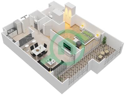 Ansam 1 - 1 Bed Apartments Type B-Ansam 2,3 Floor plan