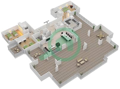 أنسام 1 - 3 غرفة شقق نوع B-Ansam 1 مخطط الطابق