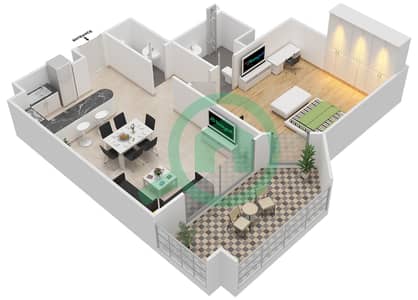 أنسام 1 - 1 غرفة شقق نوع C-Ansam 2,3 مخطط الطابق
