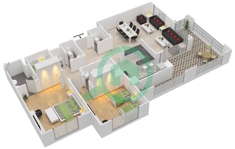 Ansam 1 - 2 Bed Apartments Type A-Ansam 2,3 Floor plan