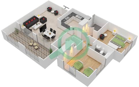 Ansam 1 - 2 Bed Apartments Type A-Ansam 4 Floor plan