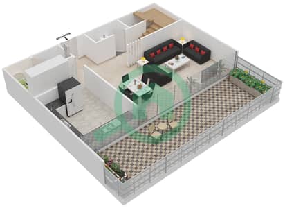 المخططات الطابقية لتصميم النموذج E شقة 3 غرف نوم - سوهو سكوير