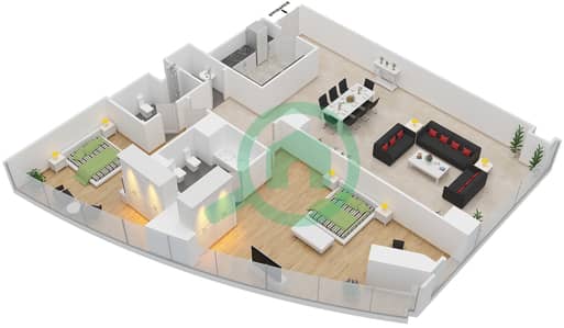 阿提哈德大厦 - 2 卧室公寓类型T4-2A戶型图