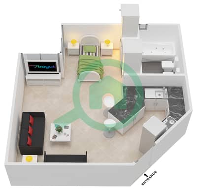 Al Thamam 22 - Studio Apartments Type 2C Floor plan