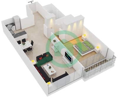 O2 Residence - 1 Bed Apartments Unit B1 Floor plan