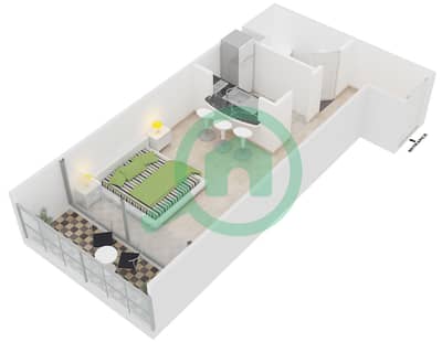 Jumeirah Bay X1 - Studio Apartments type 3 Floor plan