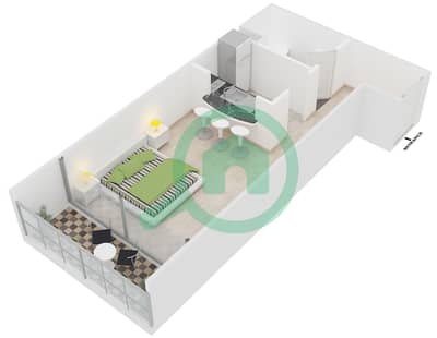 Jumeirah Bay X1 - Studio Apartments Type 3 Floor plan