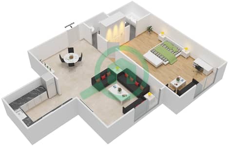 المخططات الطابقية لتصميم الوحدة 3 AREZZO 1 شقة 1 غرفة نوم - توسكان ريزيدنس المخططات الطابقية لتصميم الوحدة 3 AREZZO 1 شقة 1 غرفة نوم - توسكان ريزيدنس