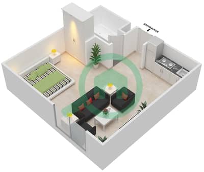 米尔迪夫郁金香小区 - 单身公寓单位A-08戶型图