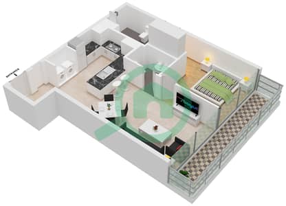 Marina Gate 2 - 1 Bed Apartments Type/Unit 1E/Unit 4 Floor 9-20 Floor plan