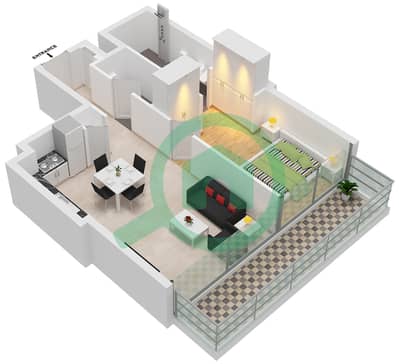 Marina Gate 2 - 1 Bed Apartments Type/Unit 1G / Unit 2,3 Floor 35-44 Floor plan