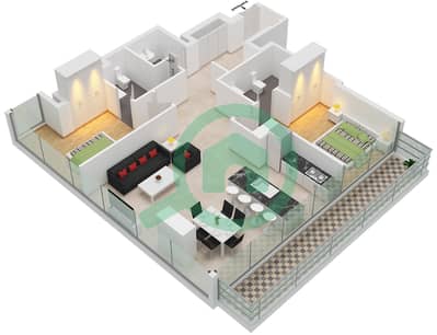 Marina Gate 2 - 2 Bed Apartments Type/Unit 2G/Unit 1 Floor 17 Floor plan