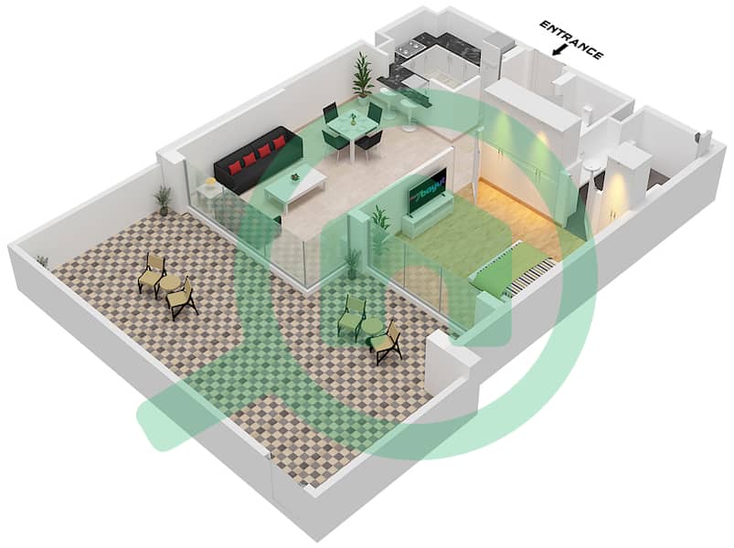 Bellevue Tower 1 - 1 Bedroom Apartment Type/unit 01 / UNIT 07 FLOOR 02-21 Floor plan Type 01 Unit 07 Floor 02-21 interactive3D
